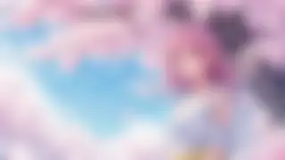 Girl smiling under cherry blossoms — Pastel anime wallpaper