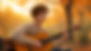 Boy playing guitar in soft light — Pastel anime wallpaper